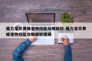 魔力宝贝黄蜂宠物技能攻略解析-魔力宝贝黄蜂宠物技能攻略解析视频